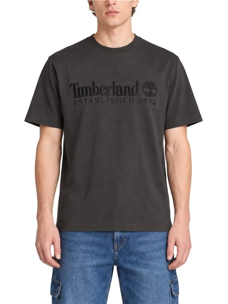 T-SHIRT MANICA CORTA LOGATA SUL PETTO UOMO MARRONE