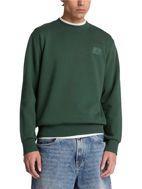 FELPA GIROCOLLO BASIC CON LOGO UOMO VERDE