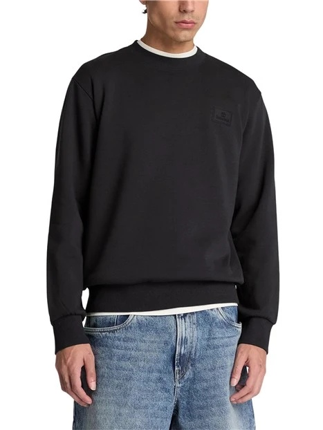 FELPA GIROCOLLO BASIC CON LOGO UOMO NERO