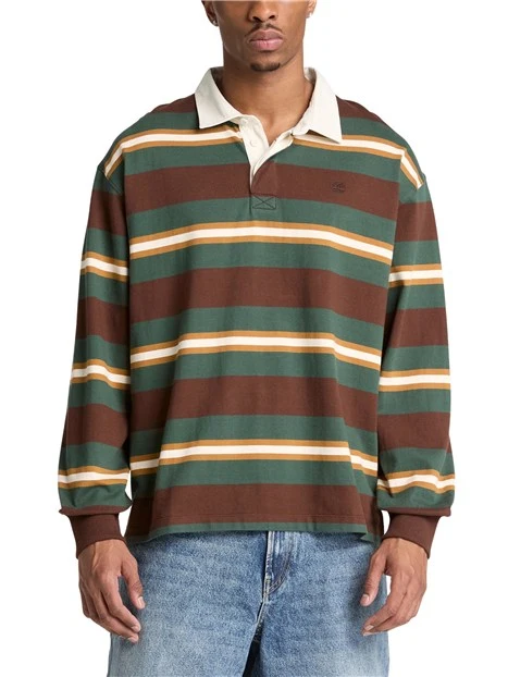 POLO MANICA LUNGA STILE RUGBY UOMO MARRONE