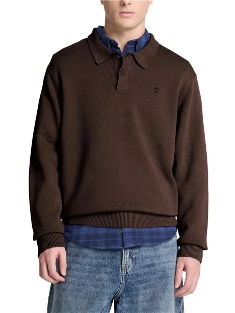POLO MANICA LUNGA IN MAGLIA UOMO MARRONE