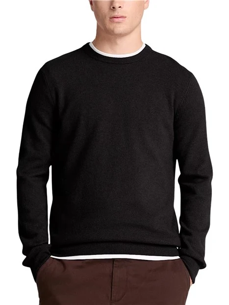 MAGLIA GIROCOLLO IN MISTO LANA MERINO UOMO NERO