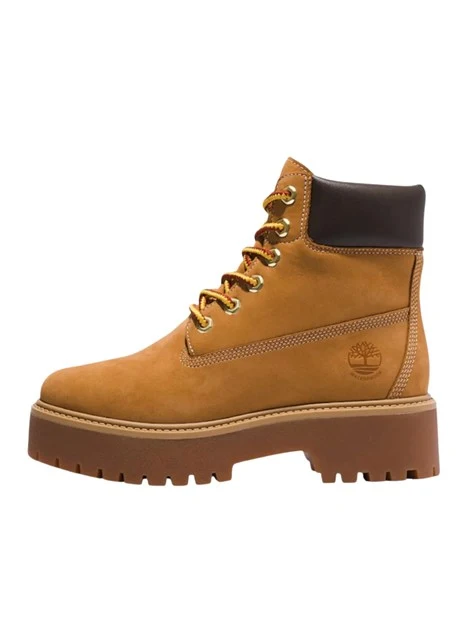 STIVALETTI TACCO ALTO IMPERMEABILI IN PELLE CON PLATEAU DONNA GIALLO