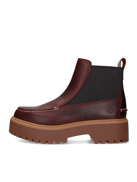 STIVALETTI TACCO ALTO CHELSEA IN PELLE CON PLATEAU DONNA BORDEAUX