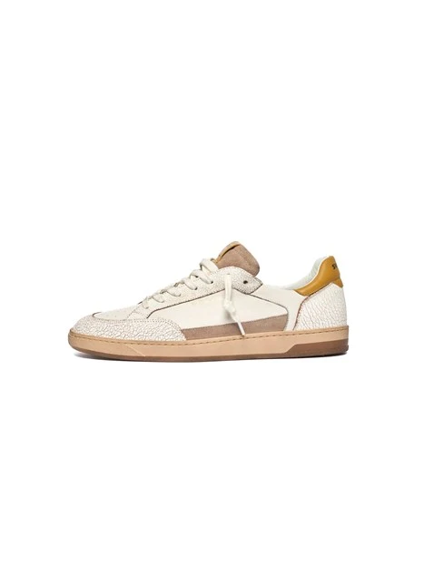 SNEAKERS BASSE CON DETTAGLI CRAQUELÉ UOMO BIANCO