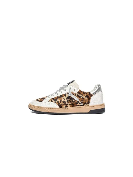 SNEAKERS BASSE CON INSERTI MACULATI E LACCI GLITTER DONNA MARRONE