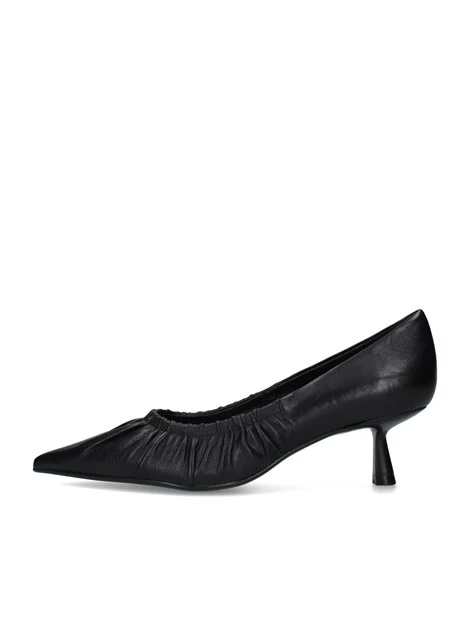 DÉCOLLETÉ IN PELLE CON ARRICCIATURA E TACCO SOTTILE DONNA NERO