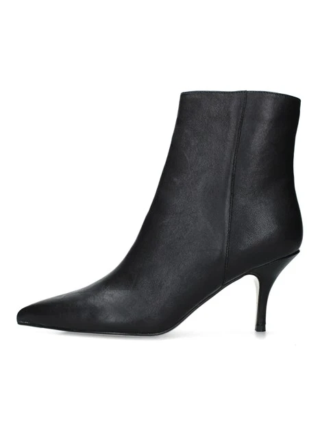 STIVALETTI TACCO ALTO IN PELLE CON PUNTA AFFUSOLATA DONNA NERO