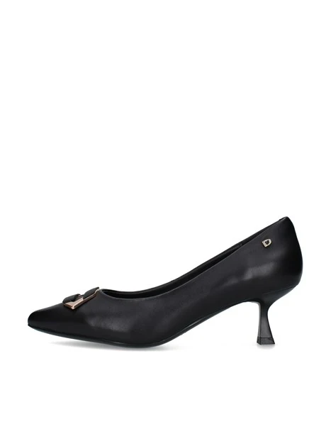 DÉCOLLETÉ IN PELLE CON FIBBIA DECORATIVA E TACCO 5 CM DONNA NERO