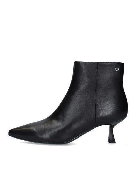STIVALETTI TACCO ALTO IN PELELE CON ZIP LATERALE DONNA NERO