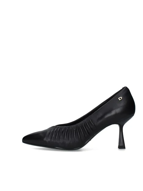 DÉCOLLETÉ IN PELLE CON ARRICCIATURA LATERALE  E TACCO SOTTILE DONNA NERO