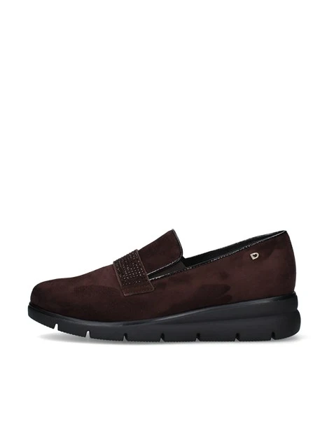 MOCASSINI COMFORT IN CAMOSCIO CON FASCIA DECORATA DONNA MARRONE