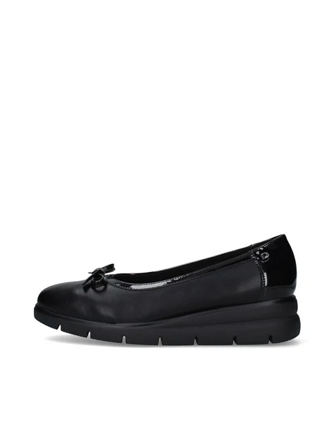 BALLERINE COMFORT IN PELLE CON FIOCCO DONNA NERO