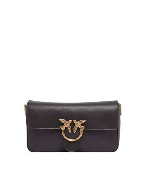BORSA A TRACOLLA IN PELLE CON PATTA DONNA MARRONE