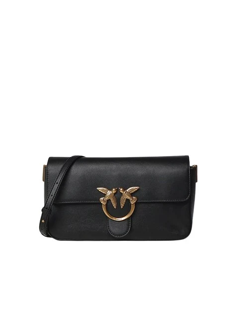 BORSA A TRACOLLA IN PELLE CON PATTA DONNA NERO