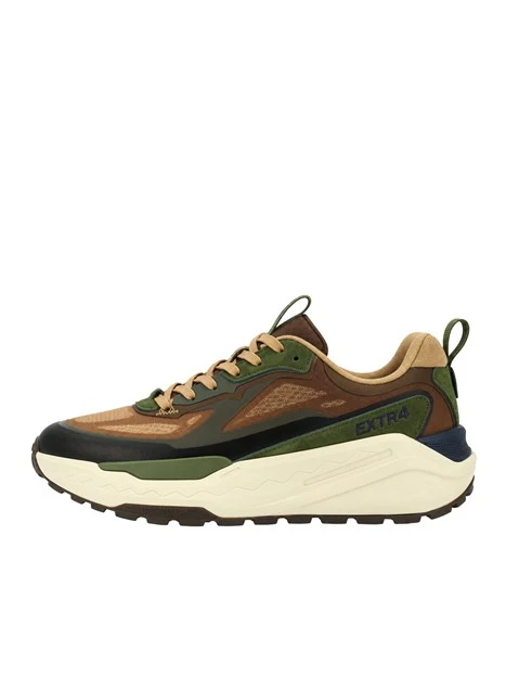 SNEAKERS BASSE IN CAMOSCIO E MESH CON FONDO MAXI AMMORTIZZATO UOMO BEIGE