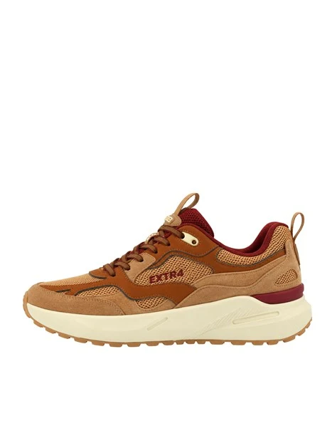 SNEAKERS BASSE IN PELLE E TESSUTO TECNICO CON FONDO AMMORTIZZATO DONNA BEIGE
