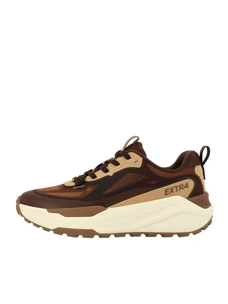 SNEAKERS BASSE IN CAMOSCIO E MESH CON FONDO MAXI AMMORTIZZATO DONNA MARRONE