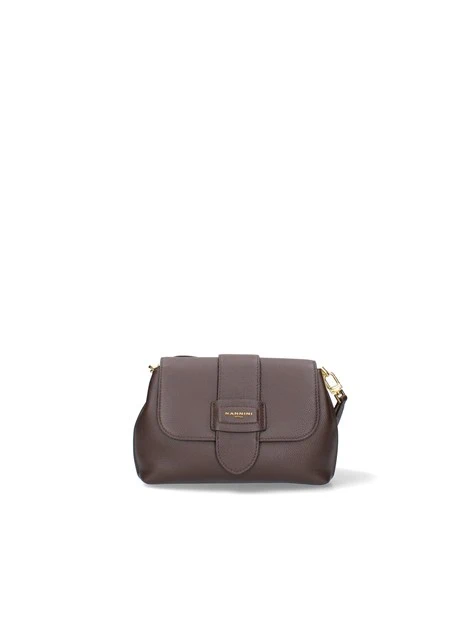 BORSA A TRACOLLA IN PELLE MARTELLATA CON PATTA DONNA MARRONE