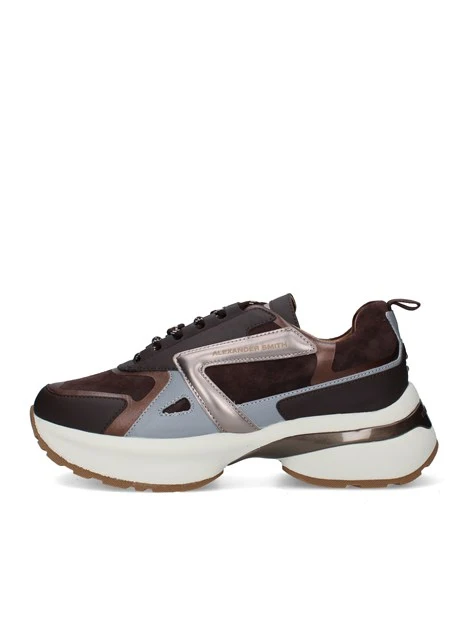 SNEAKERS BASSE CON INSERTI METALLIZZATI DONNA MARRONE