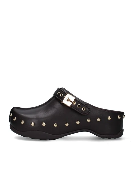 SABOT CON BORCHIE E CINTURINO DONNA MARRONE