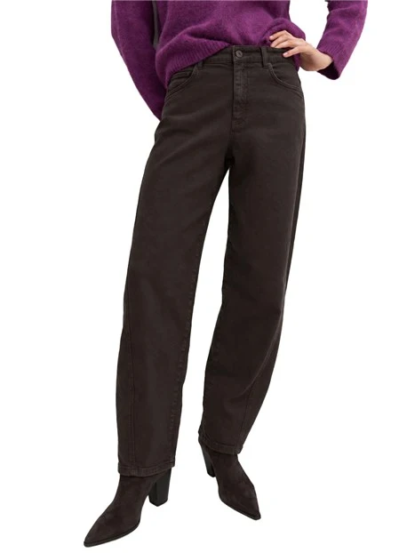 JEANS BOYFRIEND BARREL IN COTONE STRETCH EFFETTO OLD DONNA MARRONE