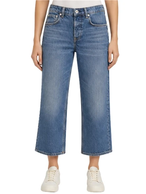 JEANS CROPPED 5 TASCHE IN DENIM DONNA BLU