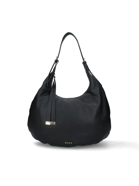 BORSA A SPALLA MEZZALUNA IN PELLE DONNA NERO