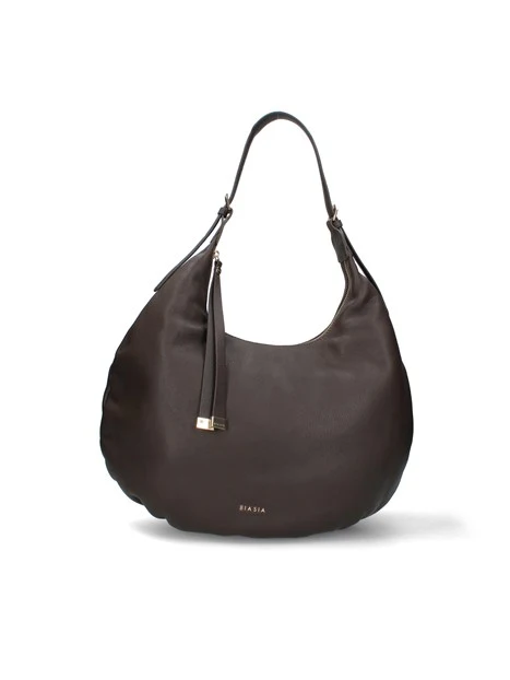 BORSA A SPALLA MEZZALUNA IN PELLE DONNA MARRONE