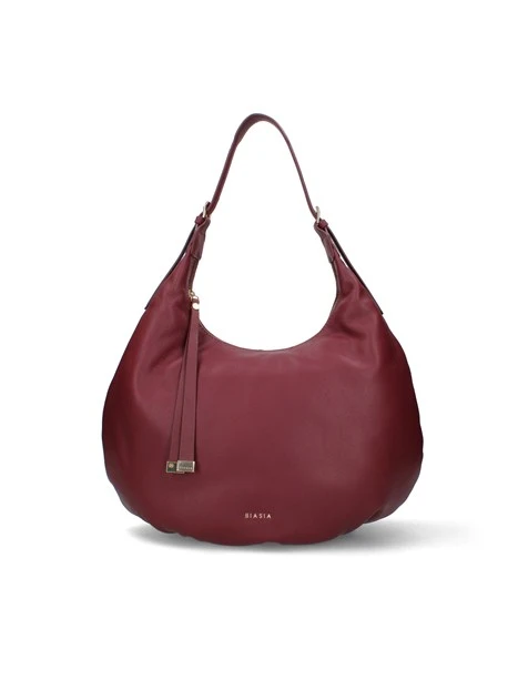 BORSA A SPALLA A MEZZALUNA IN PELLE DONNA BORDEAUX