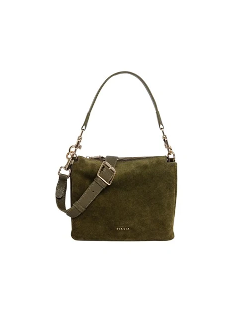 BORSA A SPALLA IN PELLE SCAMOSCIATA DONNA VERDE