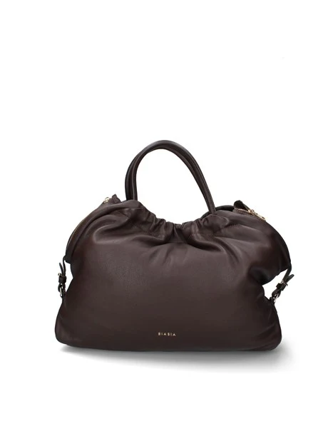 BORSA A MANO AMPIA IN PELLE DONNA MARRONE