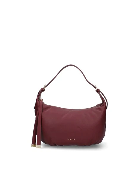 BORSA A SPALLA CON TRACOLLA IN PELLE DONNA BORDEAUX