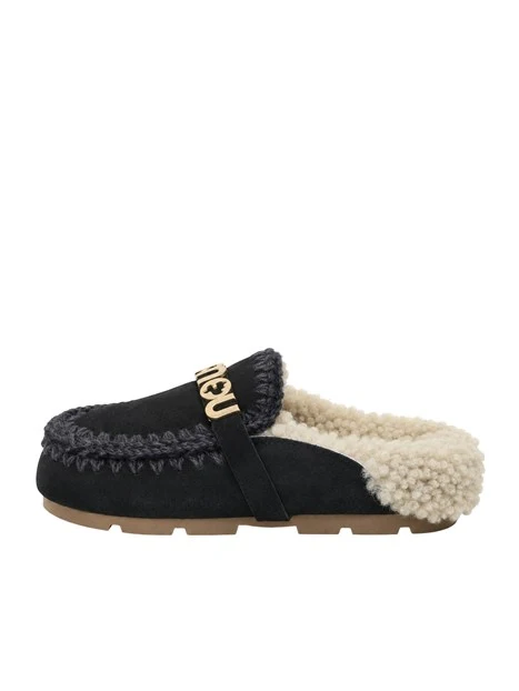 SABOT VERA PELLE E PELLICCIA DONNA NERO