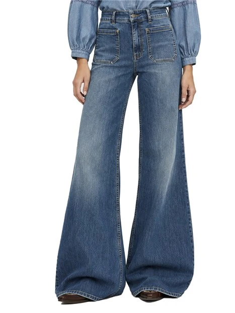 JEANS A ZAMPA OVER FLARE IN DENIM STRETCH DONNA BLU
