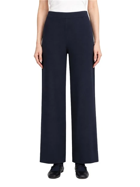 PANTALONI PALAZZO IN MAGLIA DI MISTO VISCOSA DONNA BLU