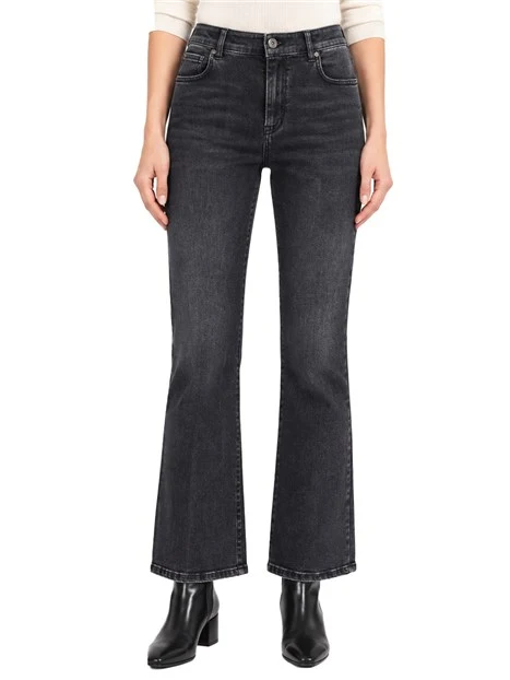 JEANS SKINNY CON TAGLIO CROPPED DONNA NERO