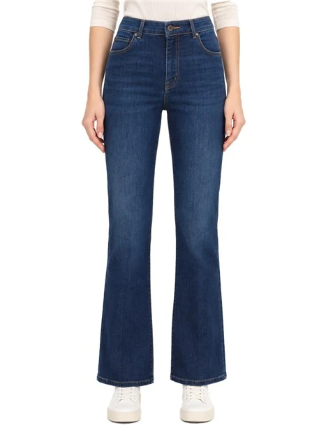 JEANS SKINNY CON TAGLIO CROPPED DONNA BLU