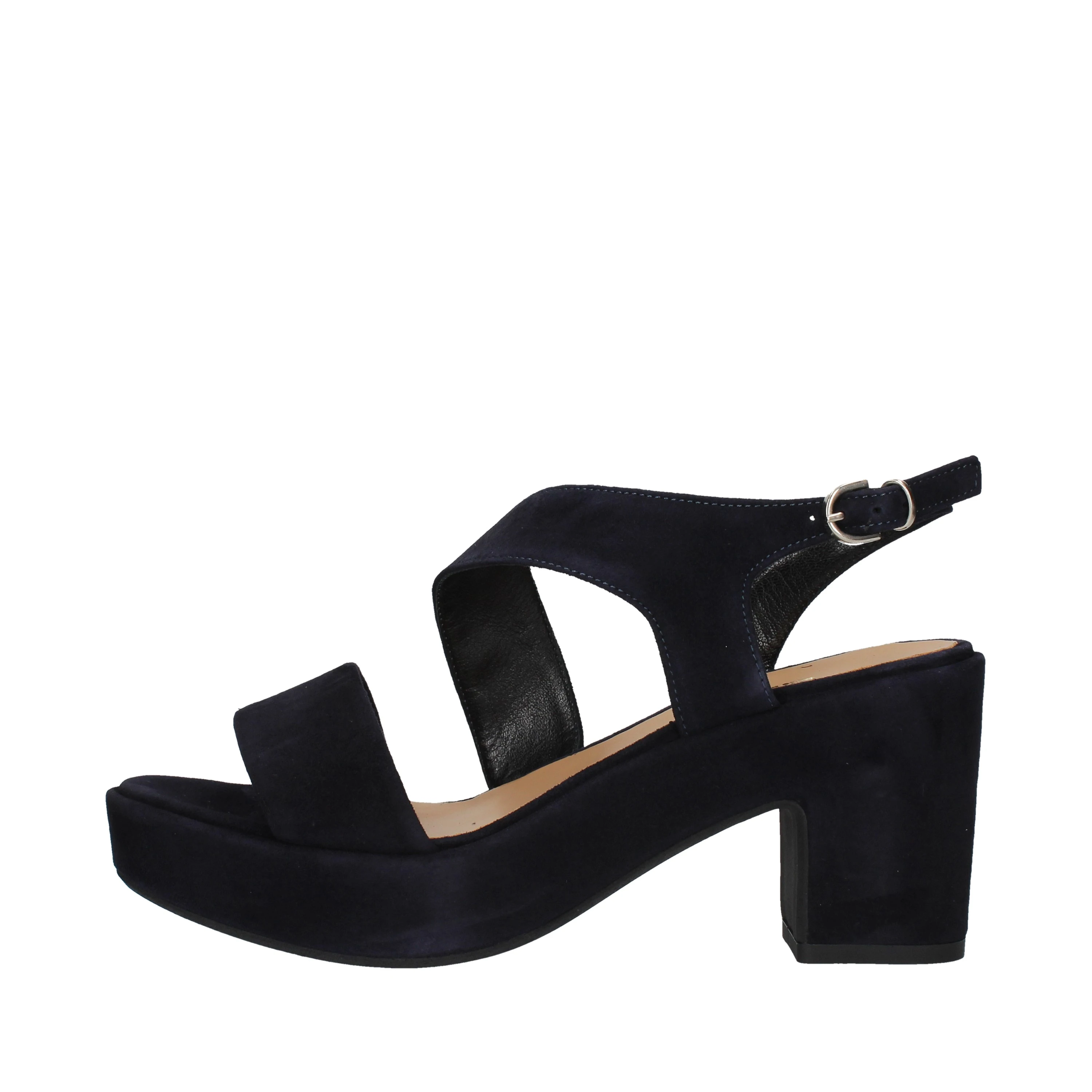 SANDALI TACCO ALTO SCAMOSCIATI CON PLATEAU E CINTURINO DONNA BLU