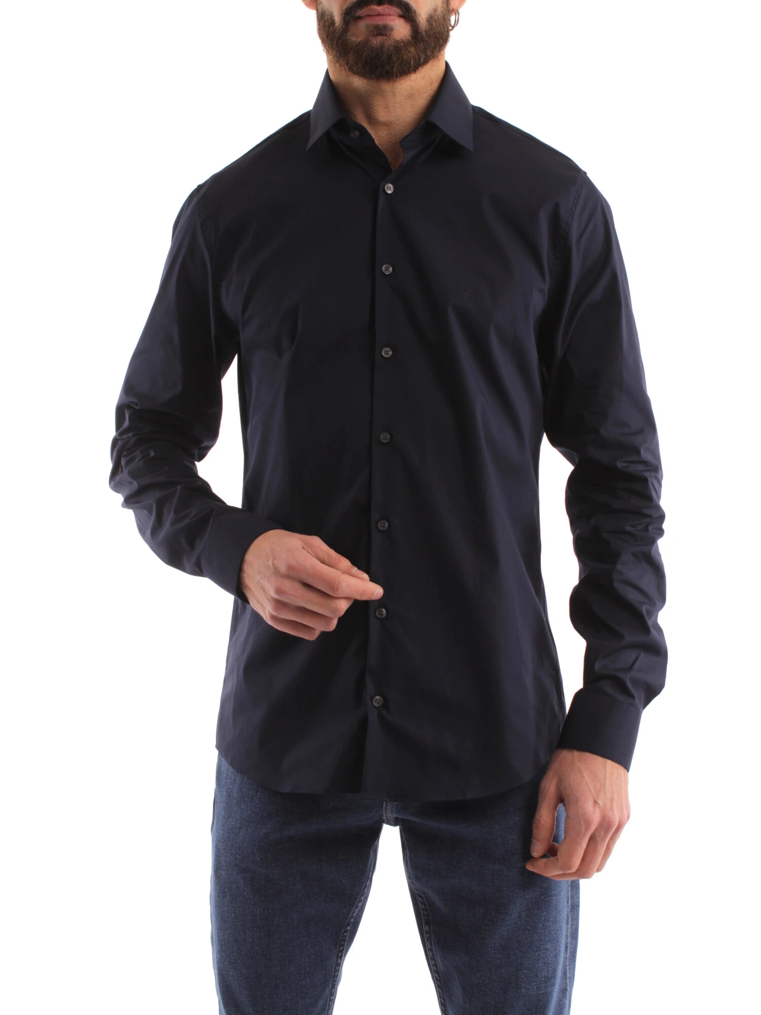 CAMICIA ADERENTE UOMO BLU SCURO