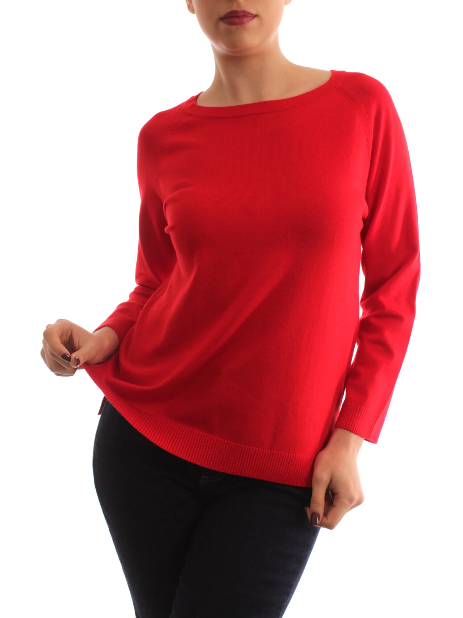 MAGLIA GIROCOLLO MANICHE LUNGHE DONNA ROSSO