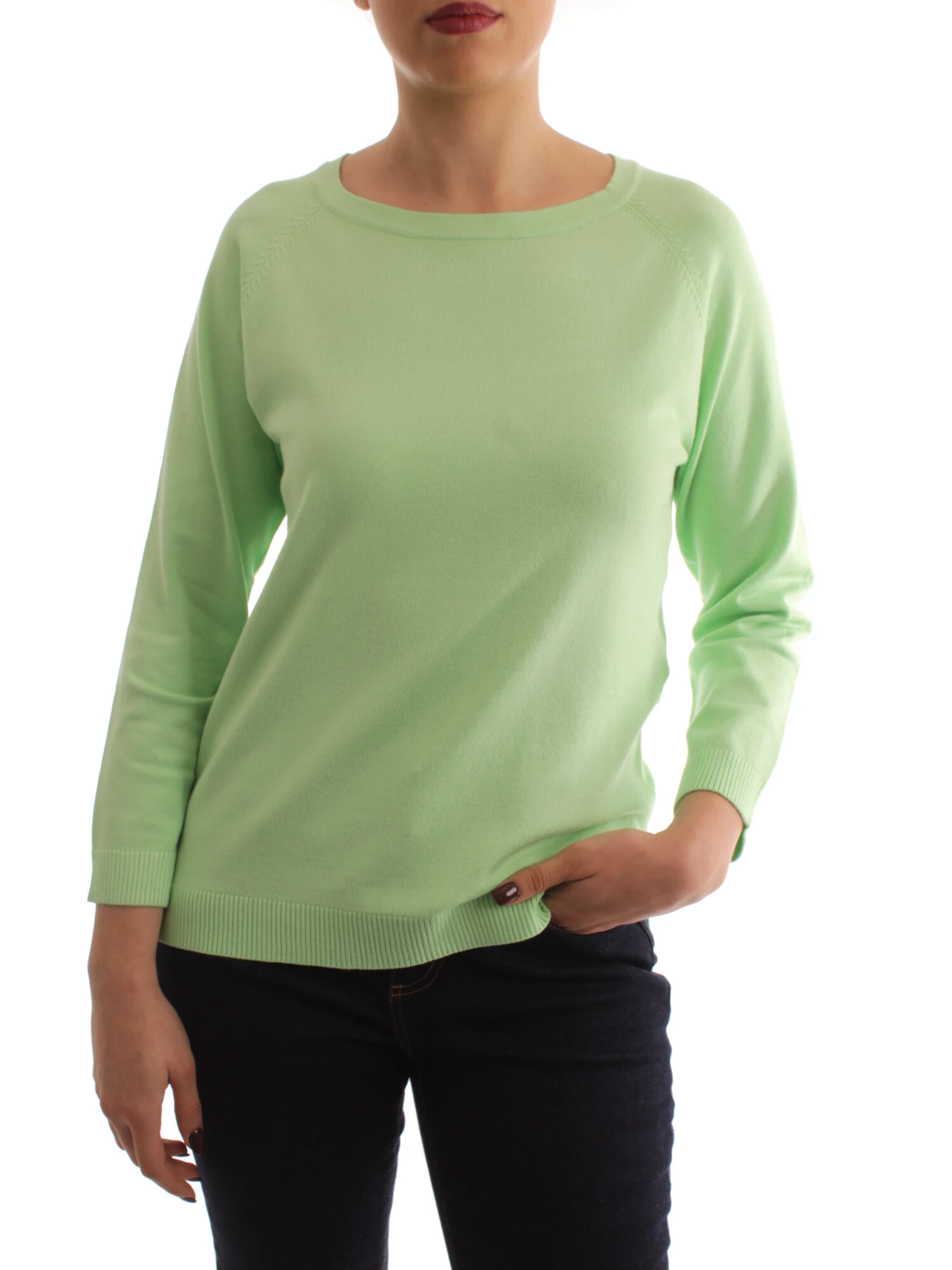 MAGLIA GIROCOLLO MANICHE LUNGHE DONNA VERDE