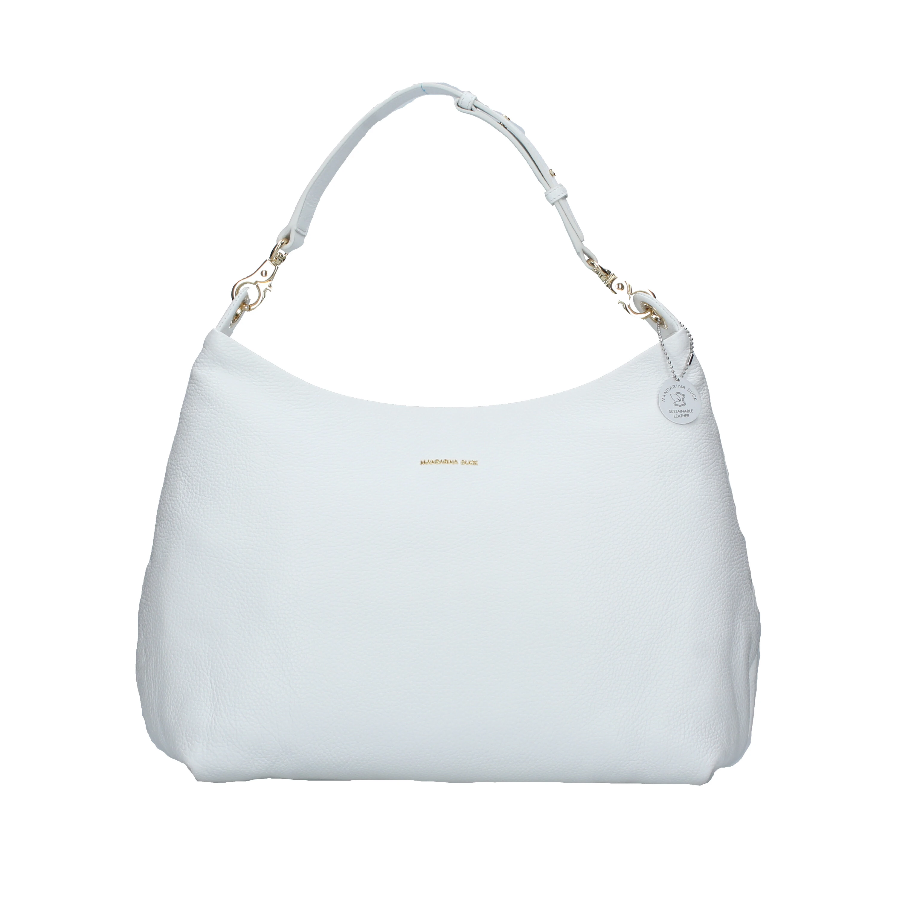 Borsa A Spalla Donna In Tela - Shopper Elegante Bianca, Fibbia, Misure 31x37 Cm - Foto 3