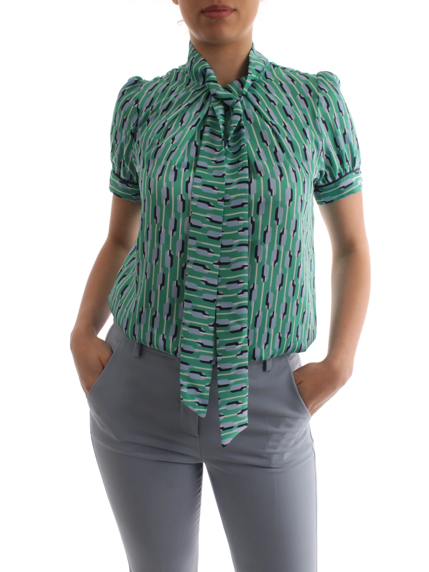 BLUSA MORBIDA CON FIOCCO DONNA VERDE