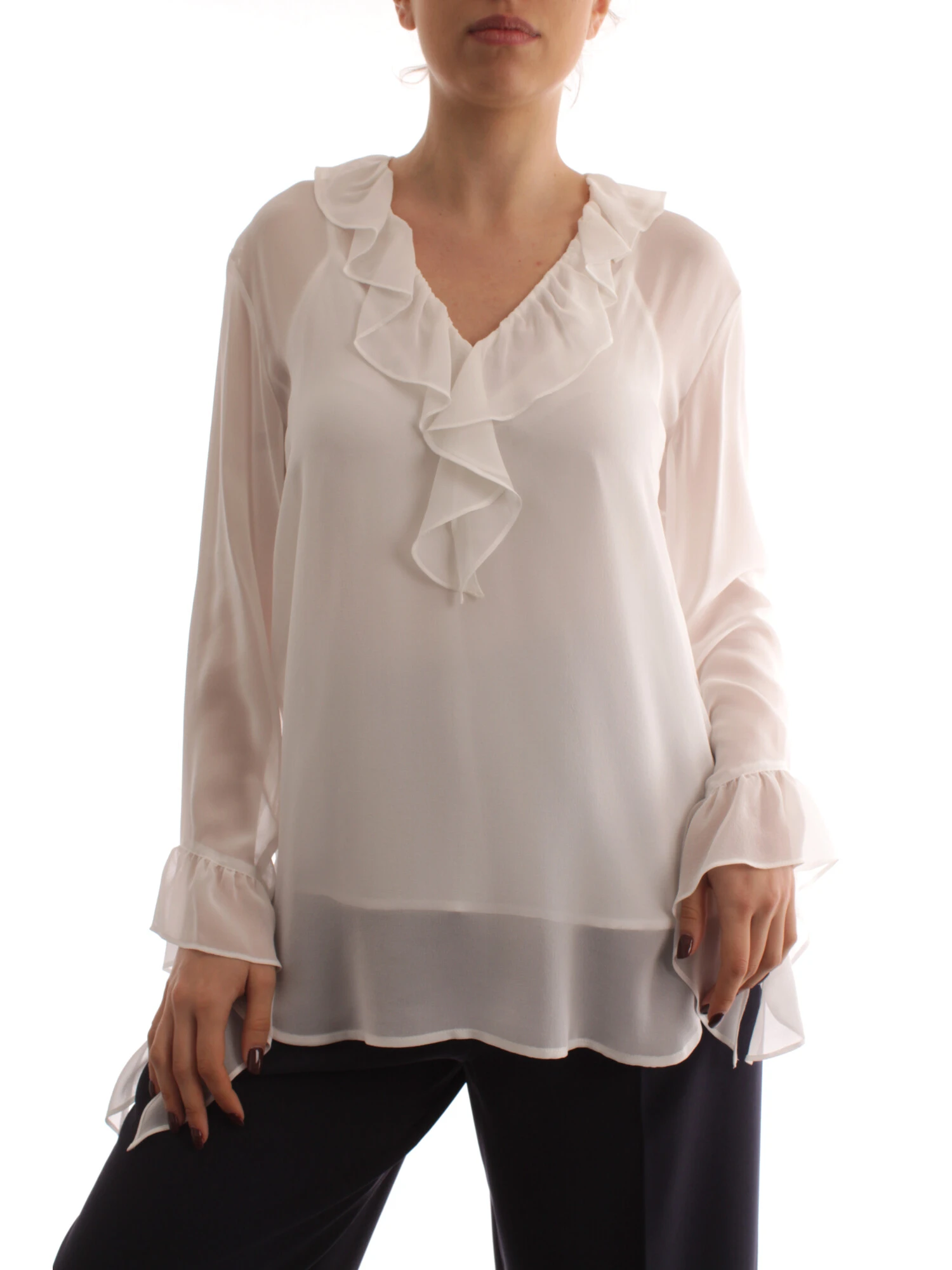 BLUSA IN SETA MORBIDA DONNA BIANCO