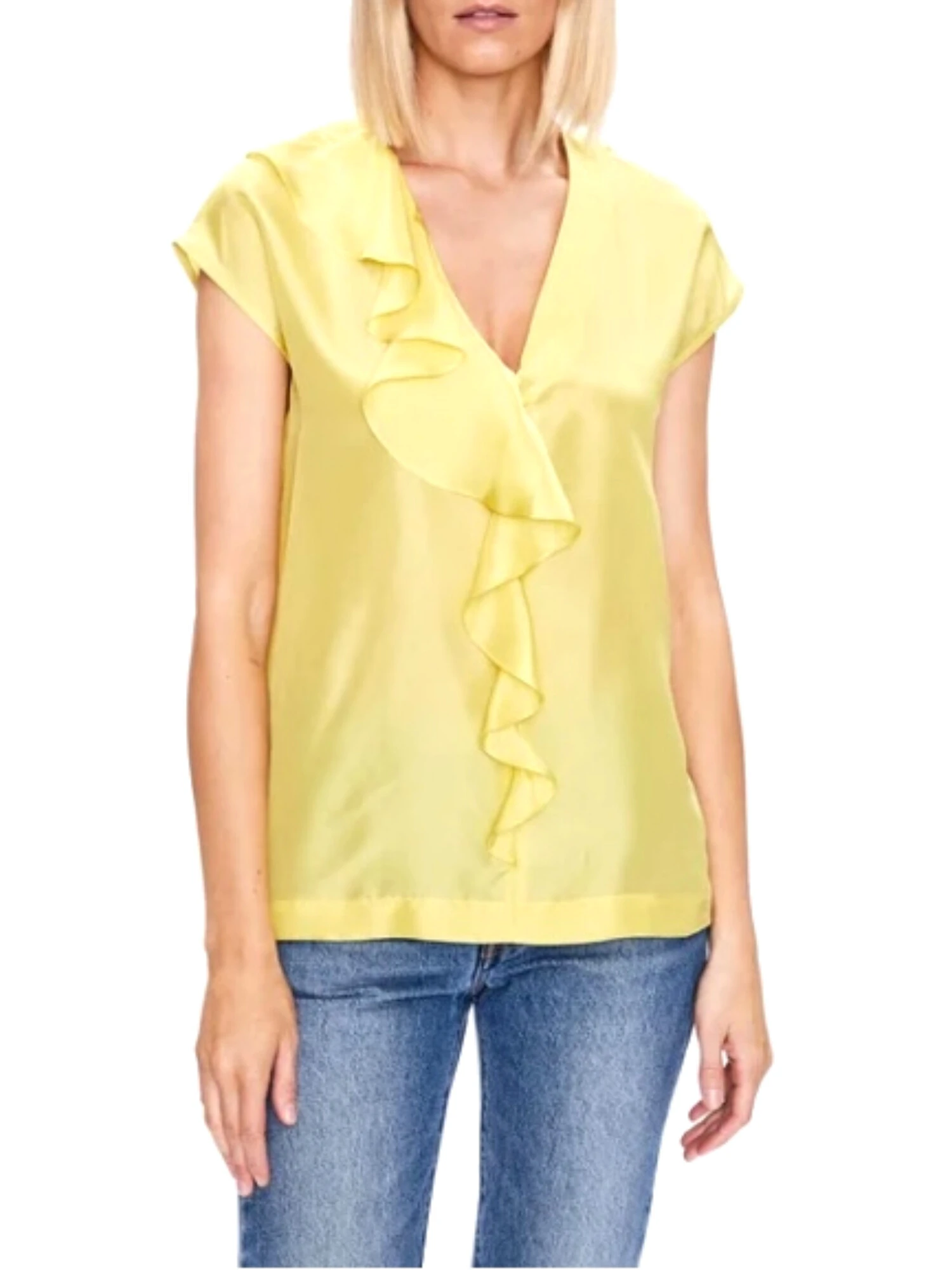 BLUSA IN SETA TINTA UNITA DONNA GIALLO