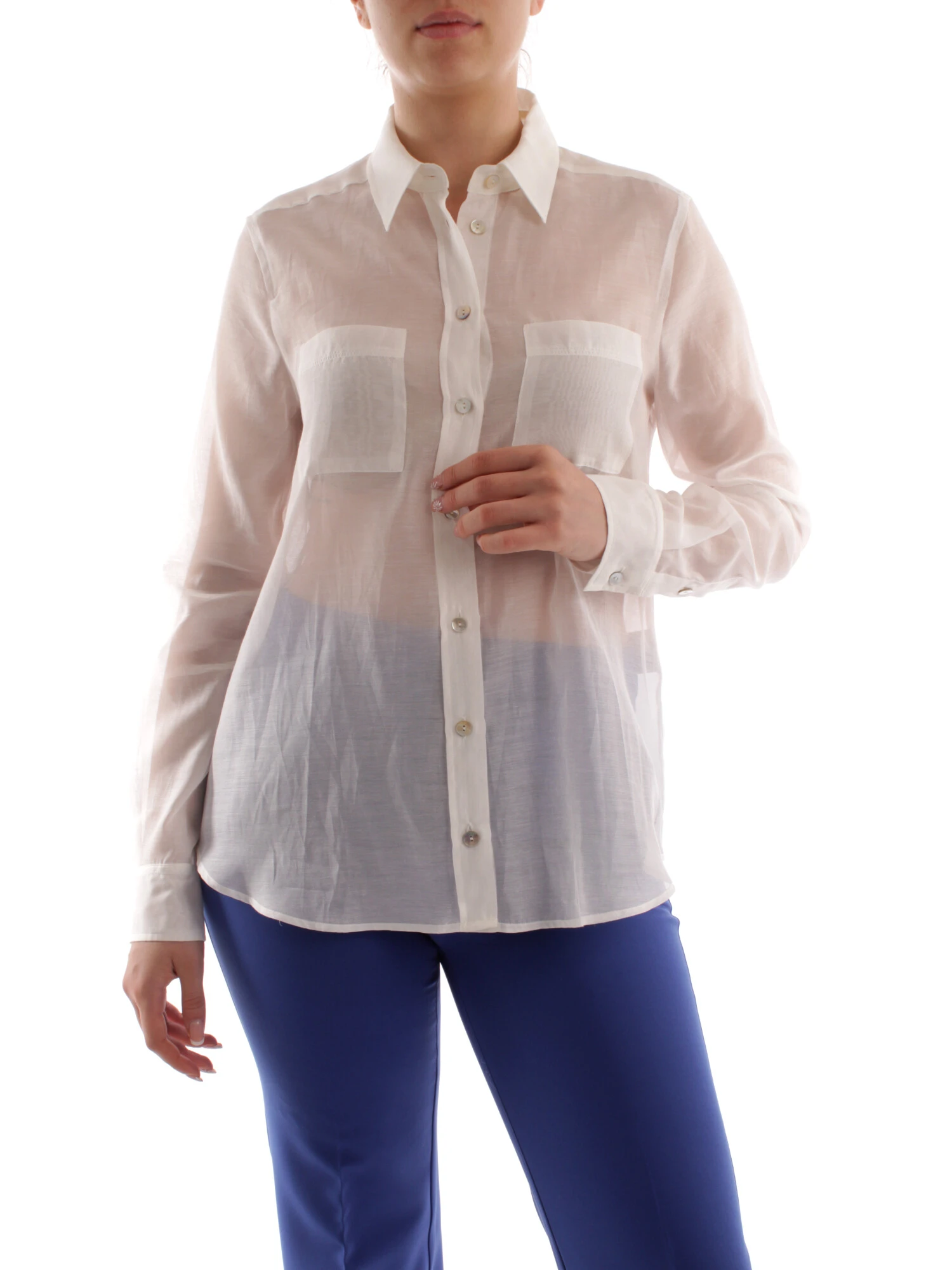 CAMICIA MONOCHROME IN MUSSOLA DONNA BIANCO