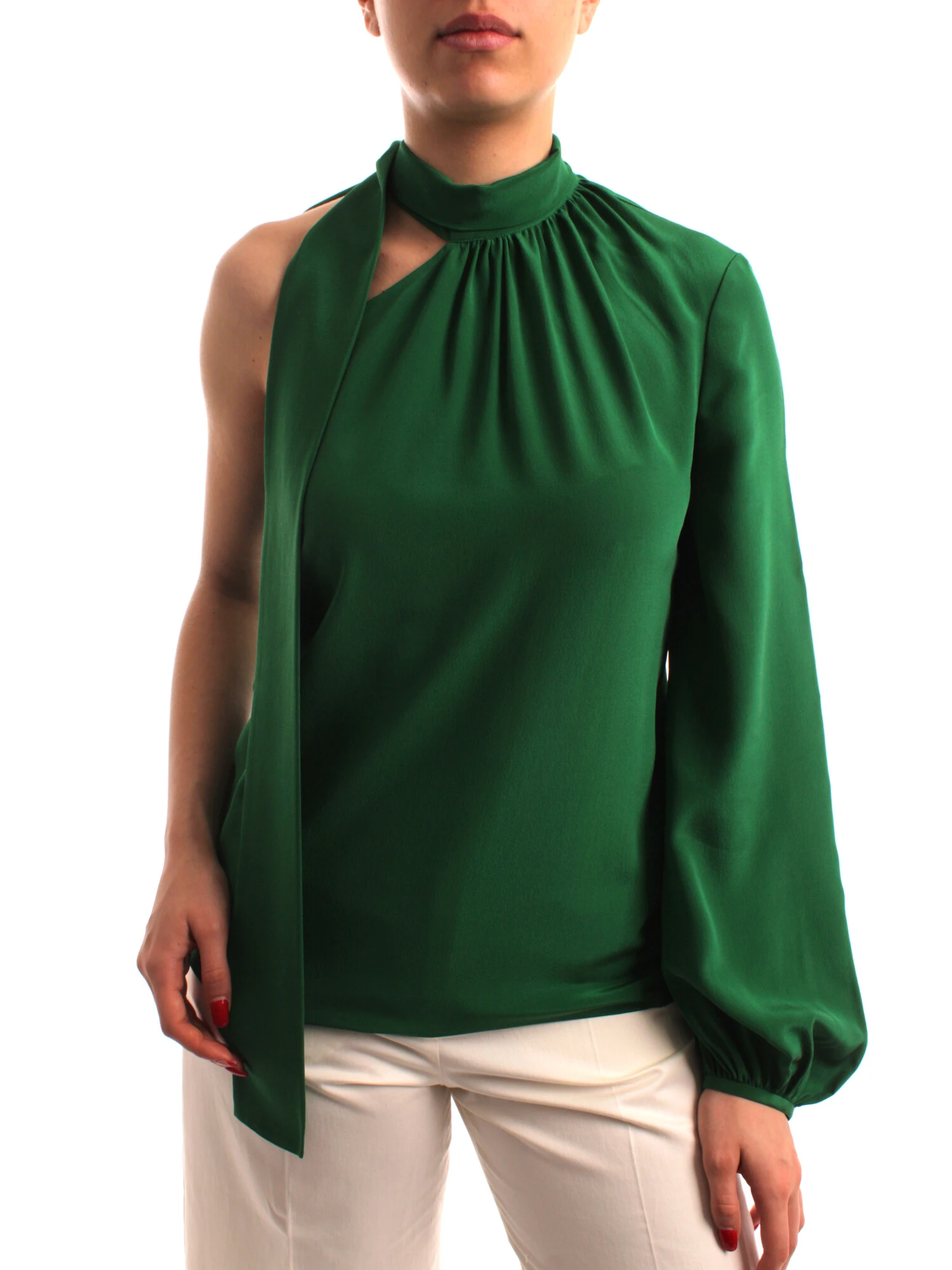 TOP MONOSPALLA IN SETA DONNA VERDE