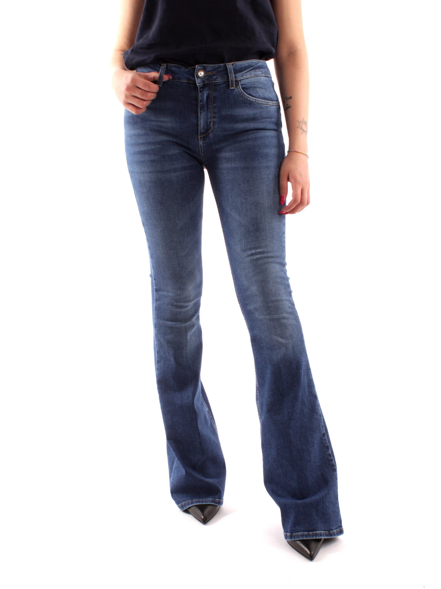 JEANS FLARE DONNA BLU SCURO