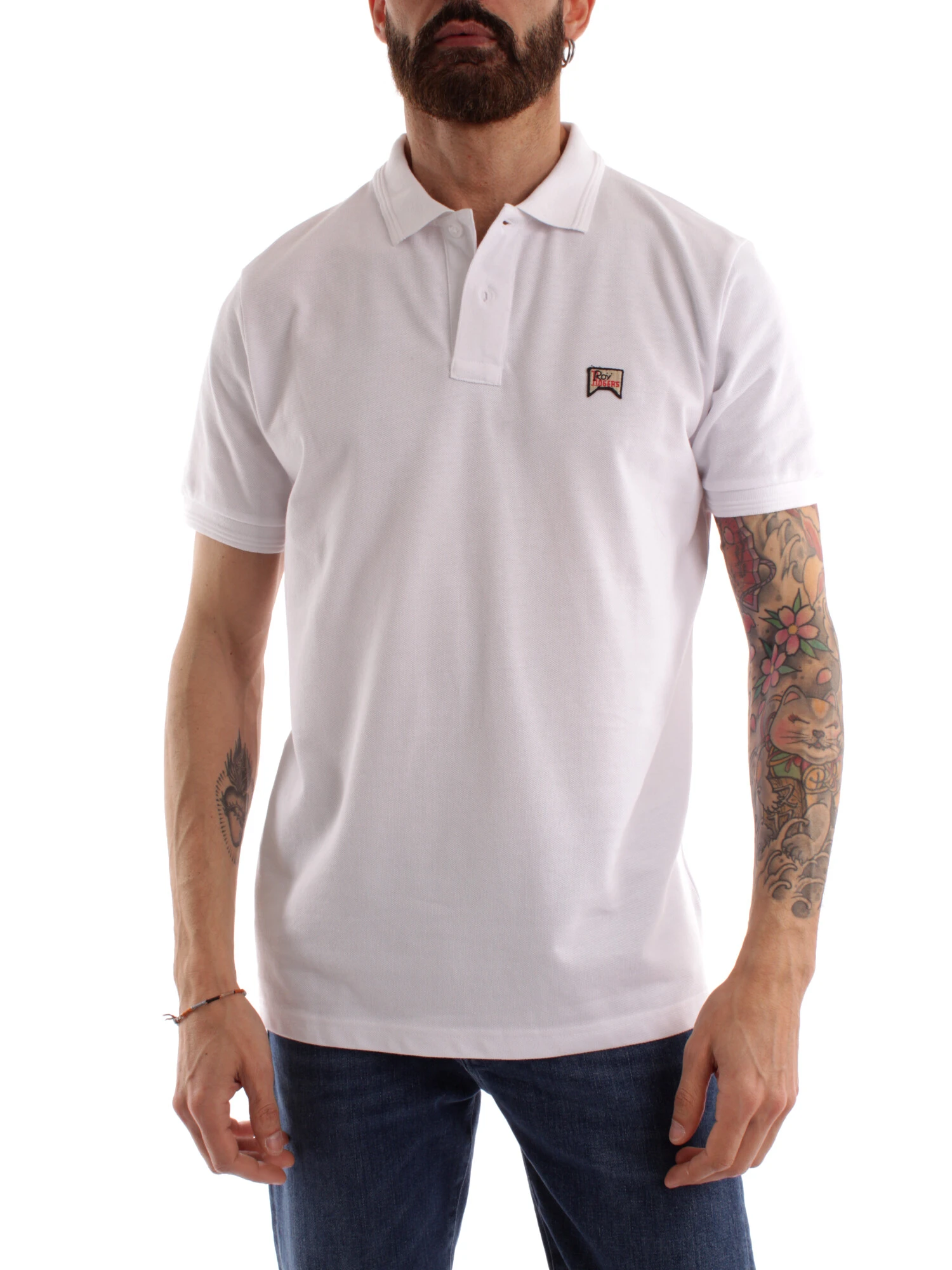 POLO IN COTONE CON LOGO UOMO BIANCO